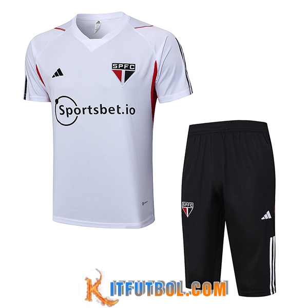 Camiseta Entrenamiento + Cortos Sao Paulo FC Blanco 2023/2024