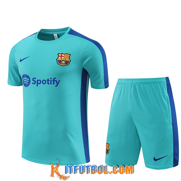 Camiseta Entrenamiento + Cortos FC Barcellona Azul Claro 2023/2024