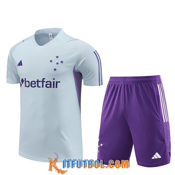 Camiseta Entrenamiento + Cortos Cruzeiro Gris Claro 2023/2024