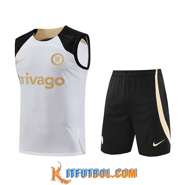 Camiseta Entrenamiento sin mangas + Cortos FC Chelsea Blanco 2023/2024 -02