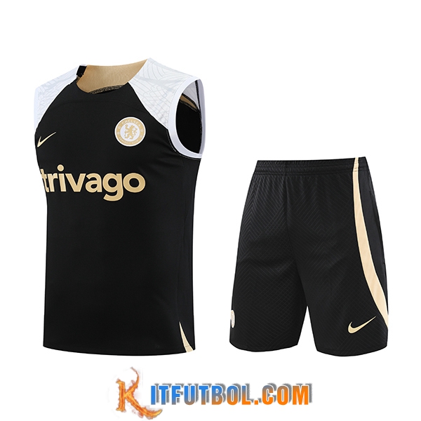 Camiseta Entrenamiento sin mangas + Cortos FC Chelsea Negro 2023/2024 -02