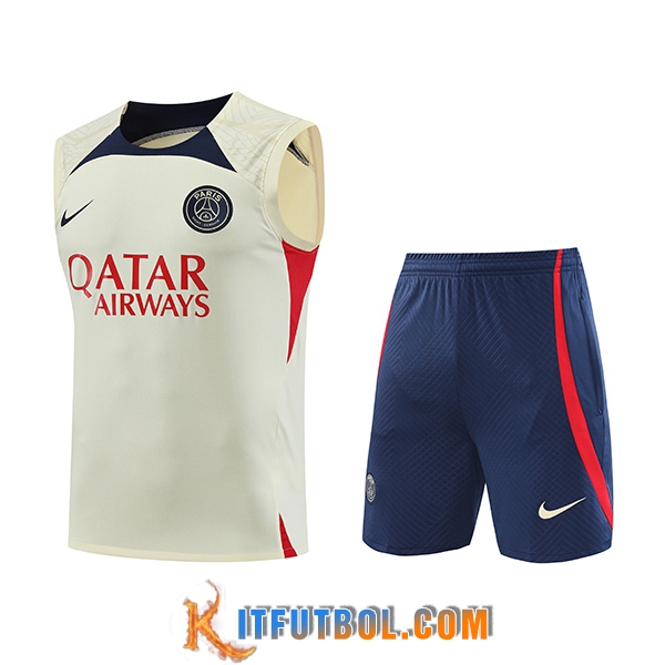 Camiseta Entrenamiento sin mangas + Cortos PSG Amarillo 2023/2024 -02