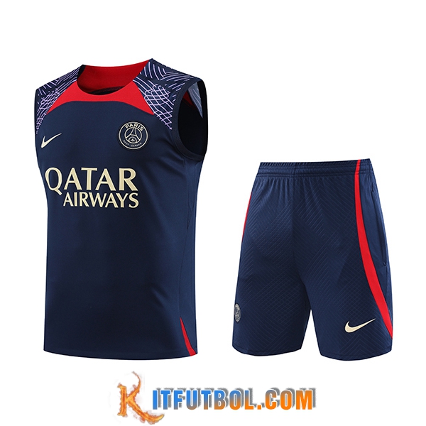 Camiseta Entrenamiento sin mangas + Cortos PSG Azul marino 2023/2024 -02