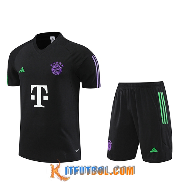 Camiseta Entrenamiento + Cortos Bayern Munich Negro 2023/2024 -02