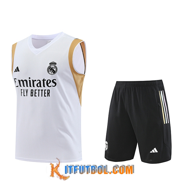 Camiseta Entrenamiento sin mangas + Cortos Real Madrid Blanco 2023/2024 -02