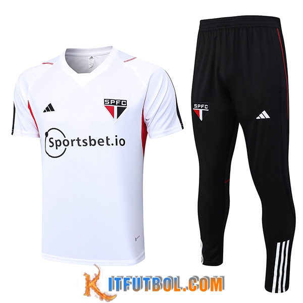 Camiseta Entrenamiento + Pantalones Sao Paulo FC Blanco 2023/2024