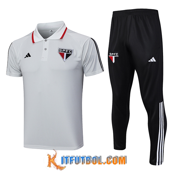 Camiseta Polo Sao Paulo FC Gris Claro 2023/2024