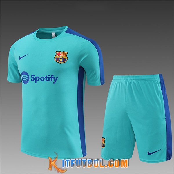 Camiseta Entrenamiento + Cortos Barcellona Ninos Azul Claro 2023/2024