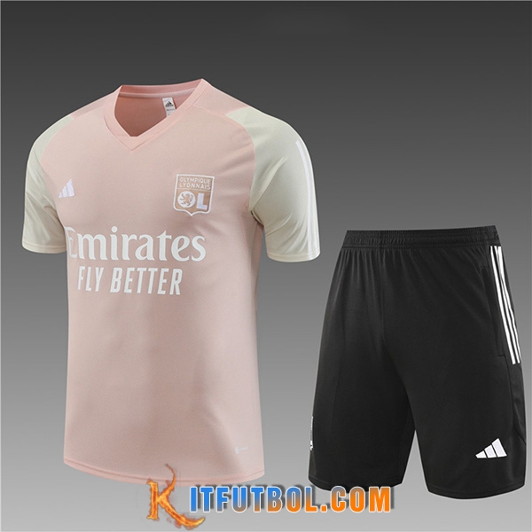 Camiseta Entrenamiento + Cortos Lyon Ninos Rosa 2023/2024