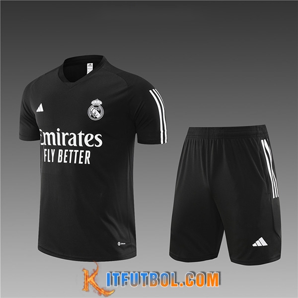 Camiseta Entrenamiento + Cortos Real Madrid Ninos Negro 2023/2024