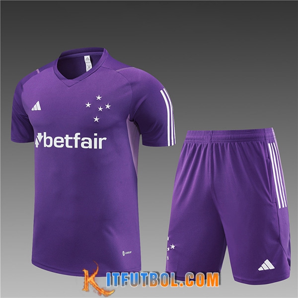 Camiseta Entrenamiento + Cortos Cruzeiro Ninos Violeta 2023/2024