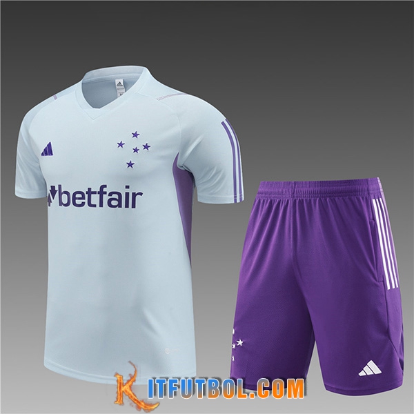 Camiseta Entrenamiento + Cortos Cruzeiro Ninos Gris Claro 2023/2024
