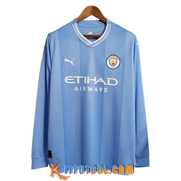 Camisetas De Futbol Manchester City Primera Manga Larga 2023/2024
