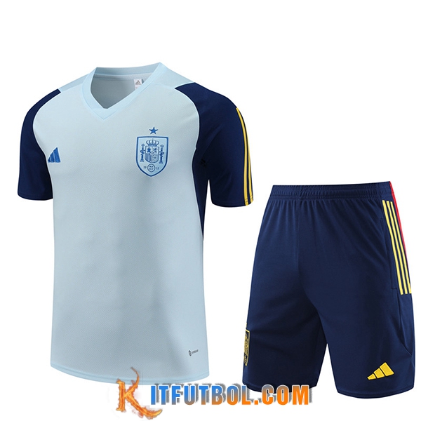 Camiseta Entrenamiento + Cortos España Azul Claro 2023/2024 -02