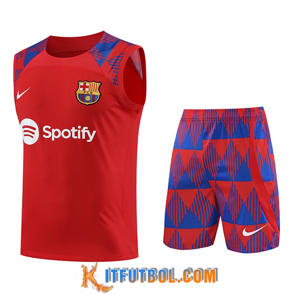 Camiseta Entrenamiento sin mangas + Cortos FC Barcelona Rojo 2023/2024