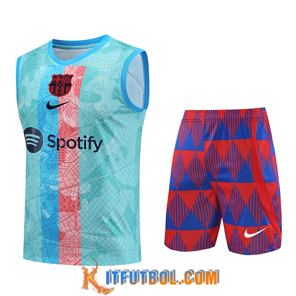 Camiseta Entrenamiento sin mangas + Cortos FC Barcelona Azul Claro 2023/2024