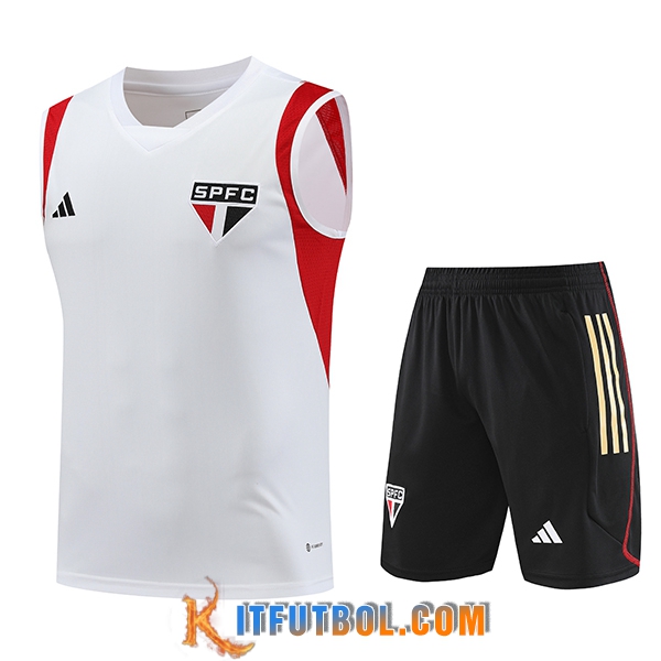 Camiseta Entrenamiento sin mangas + Cortos Sao Paulo FC Blanco 2023/2024
