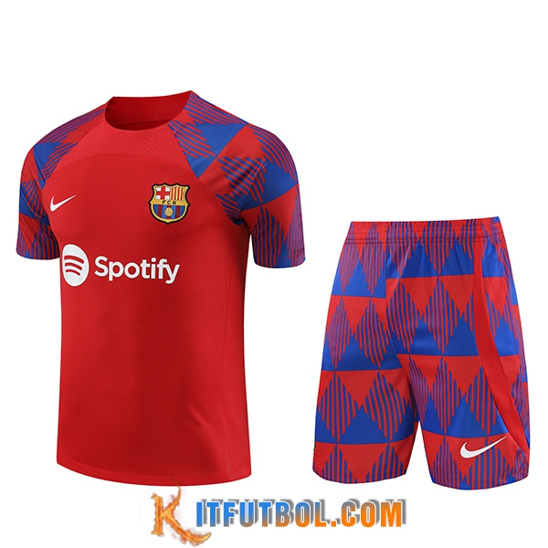 Camiseta Entrenamiento + Cortos FC Barcelona Rojo 2023/2024 -02