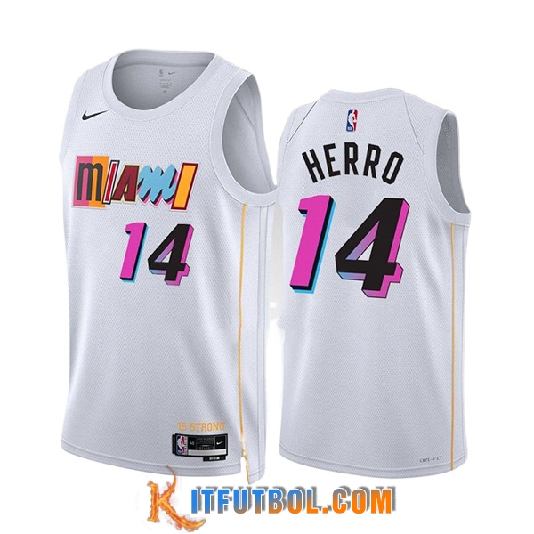 Camisetas Miami Heat (HERRO #14) 2023/24 Blanco -02