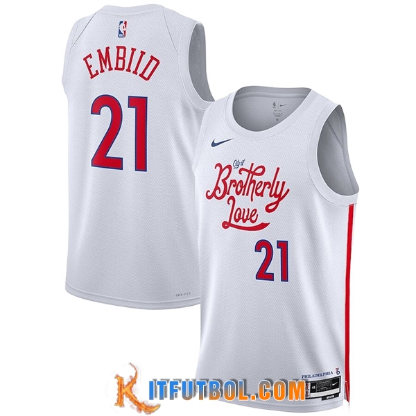 Camisetas Philadelphia 76ers (EMBIID #21) 2023/24 Blanco