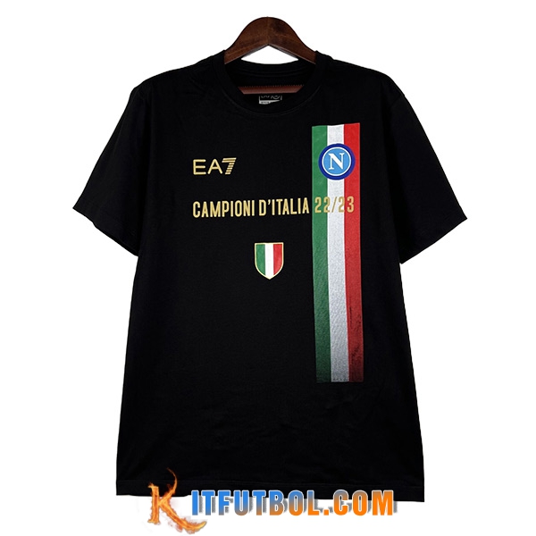 SSC Napoli Italia Champions T-Shirt Negro 2022/2023