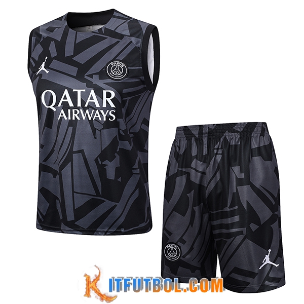 Camiseta Entrenamiento sin mangas + Cortos Jordan PSG Negro/Gris 2023/2024