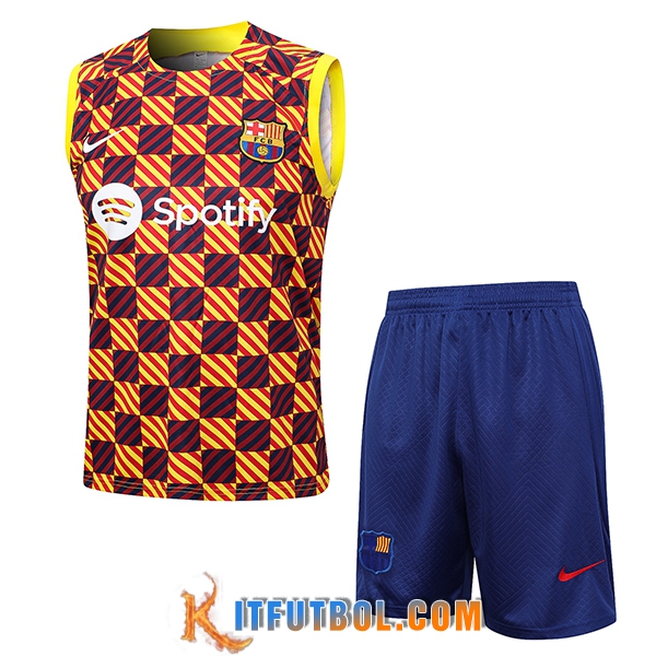 Camiseta Entrenamiento sin mangas + Cortos FC Barcelona Amarillo 2023/2024 -02