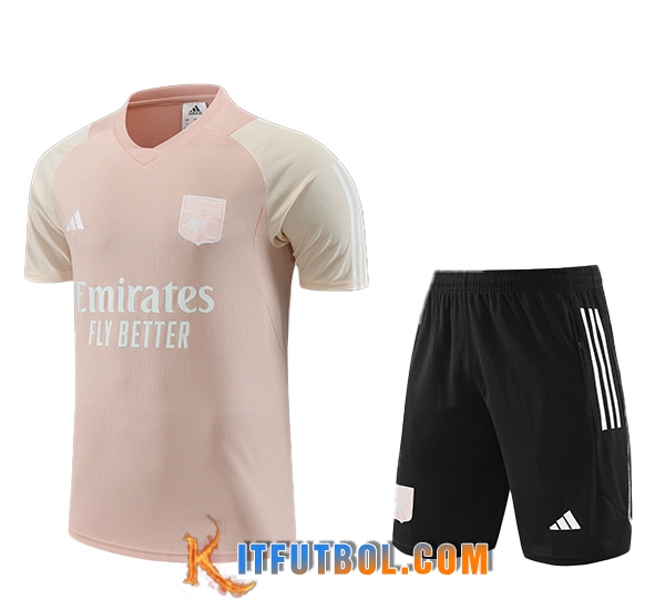 Camiseta Entrenamiento + Cortos Lyon Rosa 2023/2024 -02