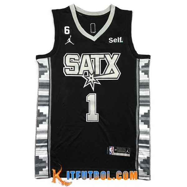 Camisetas San Antonio Spurs (WEMBANYAMA #1) 2023/24 Negro -02