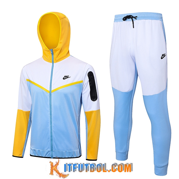 Chaqueta Con Capucha Chandal Rompevientos Chaqueta Nike Azul/Blanco/Amarillo 2023/2024