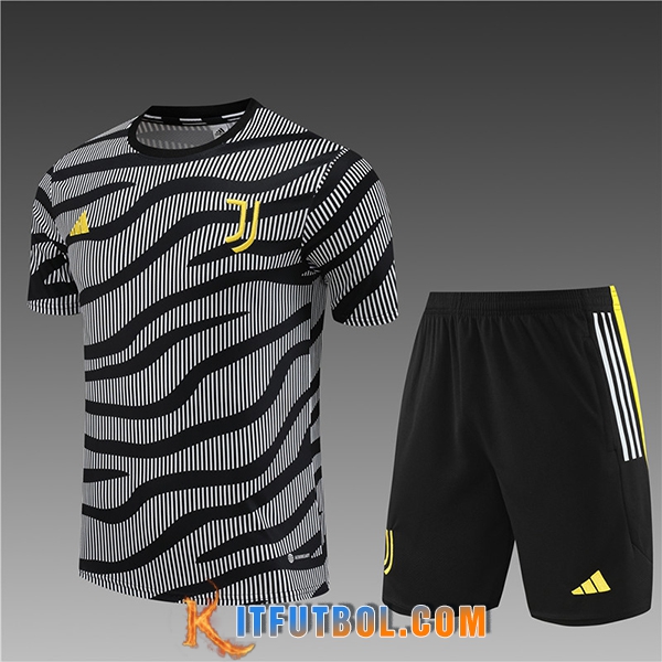 Camiseta Entrenamiento + Cortos Juventus Ninos Gris/Negro 2023/2024