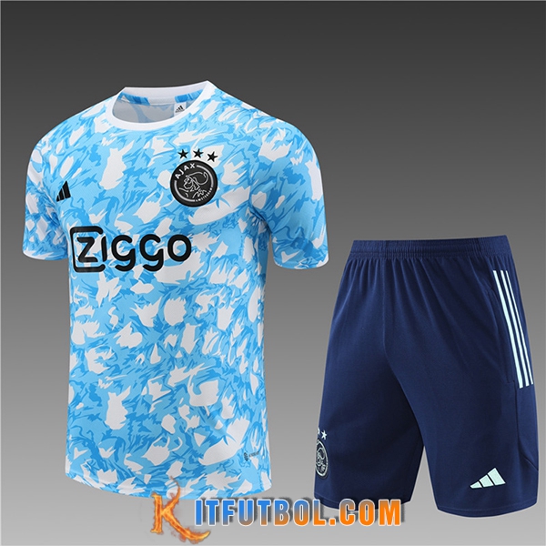 Camiseta Entrenamiento + Cortos Ajax Ninos Azul Claro 2023/2024