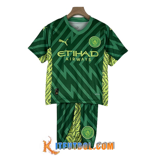 Camisetas De Futbol Manchester City Ninos Portero Verde 2023/2024