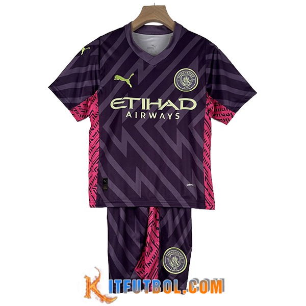 Camisetas De Futbol Manchester City Ninos Portero Violeta 2023/2024