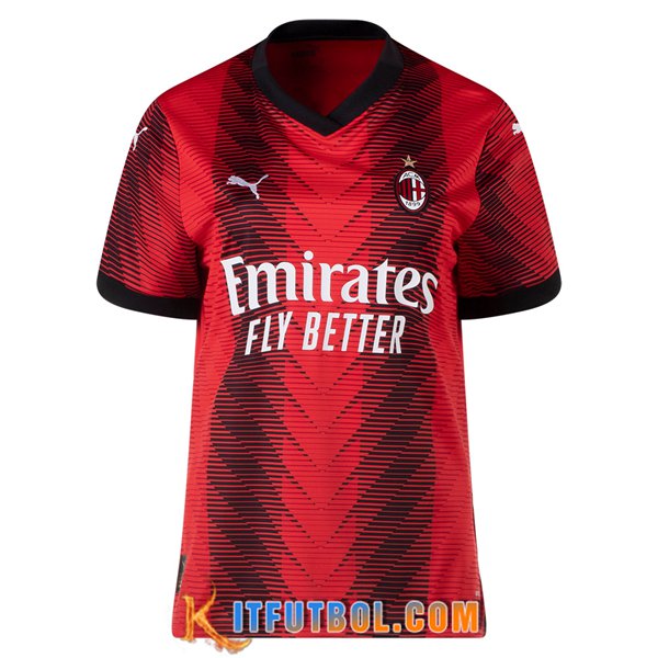 Camisetas De Futbol AC Milan Mujer Primera 2023/2024