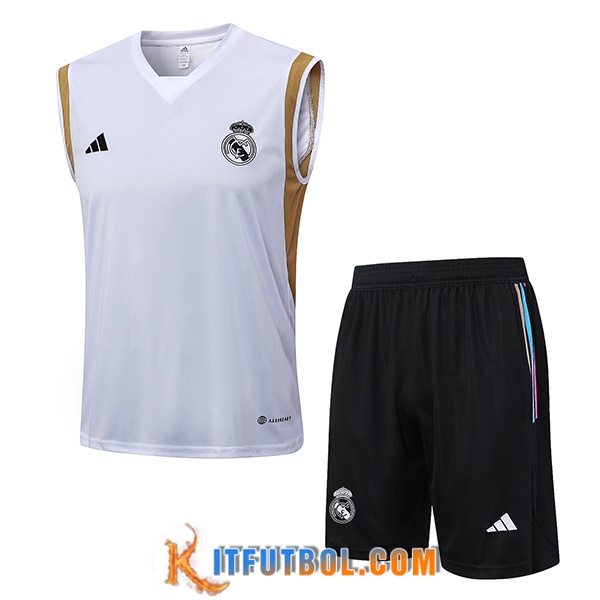 Camiseta Entrenamiento sin mangas + Cortos Real Madrid Blanco 2023/2024 -03