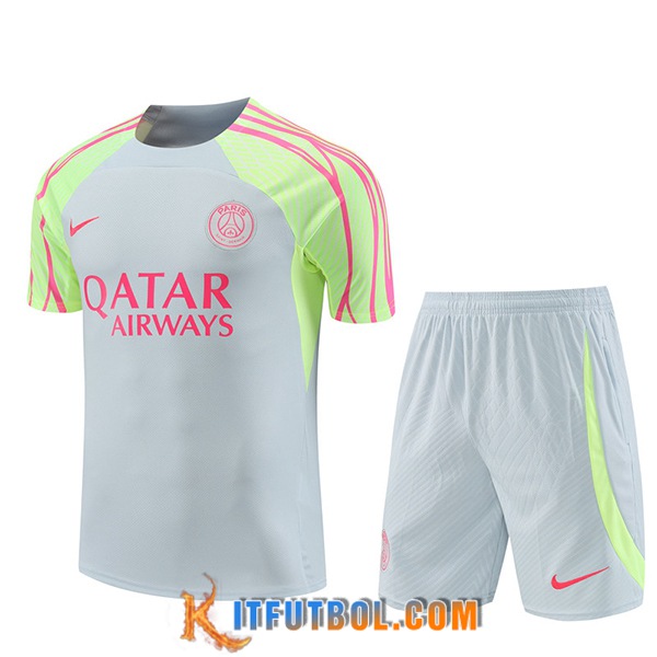 Camiseta Entrenamiento + Cortos PSG Gris Claro 2023/2024