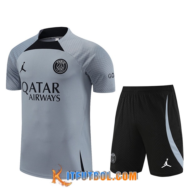Camiseta Entrenamiento + Cortos Jordan PSG Gris Claro 2023/2024