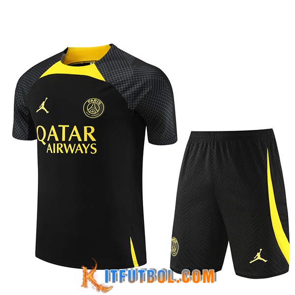 Camiseta Entrenamiento + Cortos Jordan PSG Negro/Amarillo 2023/2024