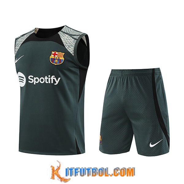 Camiseta Entrenamiento sin mangas + Cortos FC Barcellona Verde 2023/2024 -03