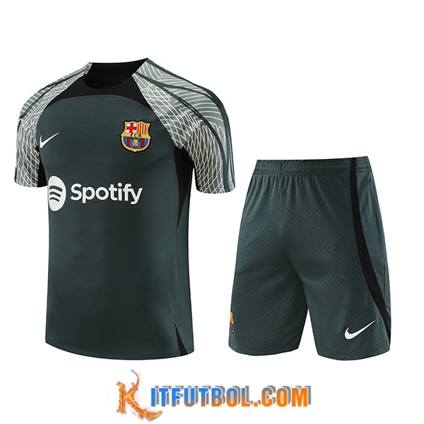 Camiseta Entrenamiento + Cortos Jordan FC Barcellona Verde 2023/2024 -02
