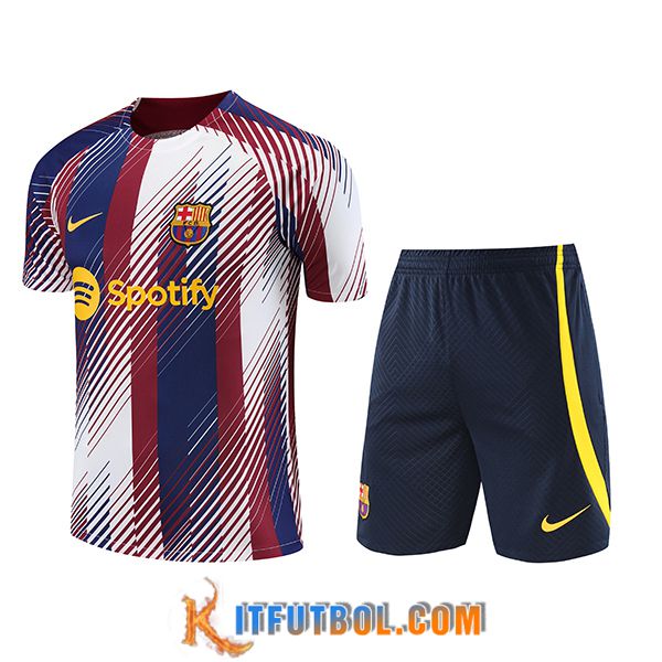 Camiseta Entrenamiento + Cortos Jordan FC Barcellona Azul/Blanco/Rojo 2023/2024