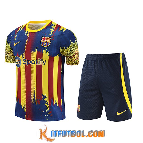 Camiseta Entrenamiento + Cortos Jordan FC Barcellona Rojo/Amarillo/Azul 2023/2024