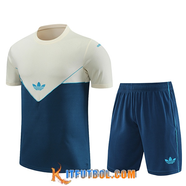 Camiseta Entrenamiento + Cortos Adidas Blanco/Azul 2023/2024