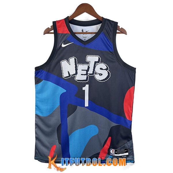 Camisetas Brooklyn Nets (BRIDGES #1) 2023/24 Azul/Gris