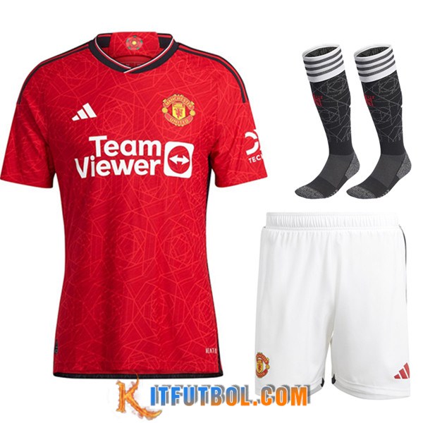 Camisetas Futbol Manchester United Primera (Cortos + Calcetines) 2023/2024
