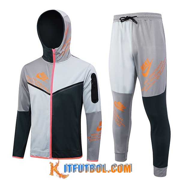 Chaqueta Con Capucha Chandal Rompevientos Chaqueta Nike Negro/Gris 2023/2024