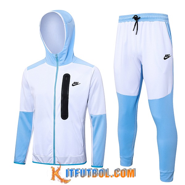 Chaqueta Con Capucha Chandal Rompevientos Chaqueta Nike Blanco/Azul 2023/2024
