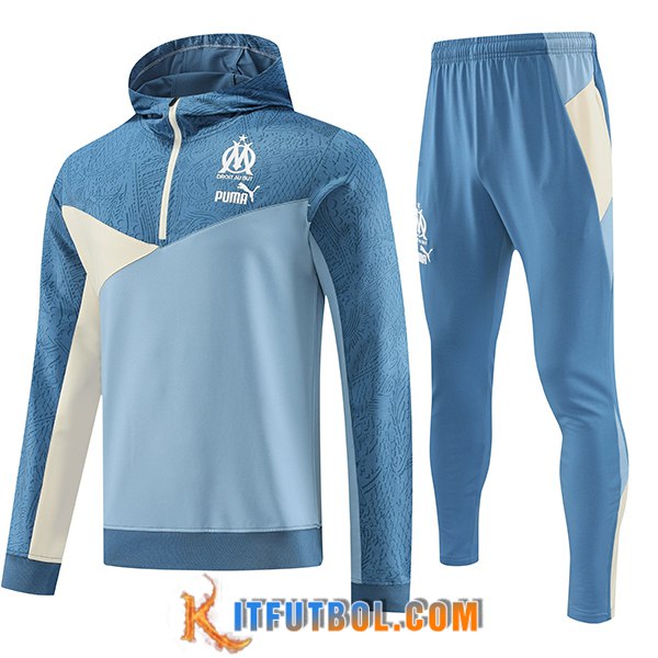 Chaqueta Con Capucha Chandal Marseille Azul Claro 2023/2024