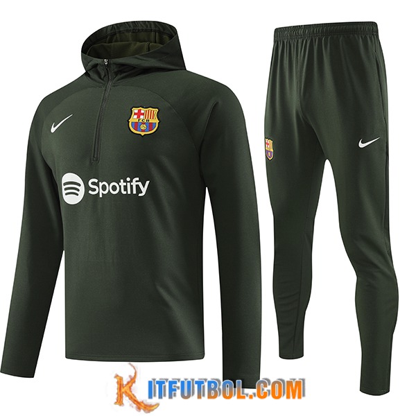 Chaqueta Con Capucha Chandal FC Barcellona Verde 2023/2024